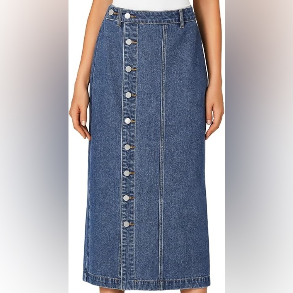 Denim Button-Front Maxi Skirt! NWOT - Picture 2 of 2